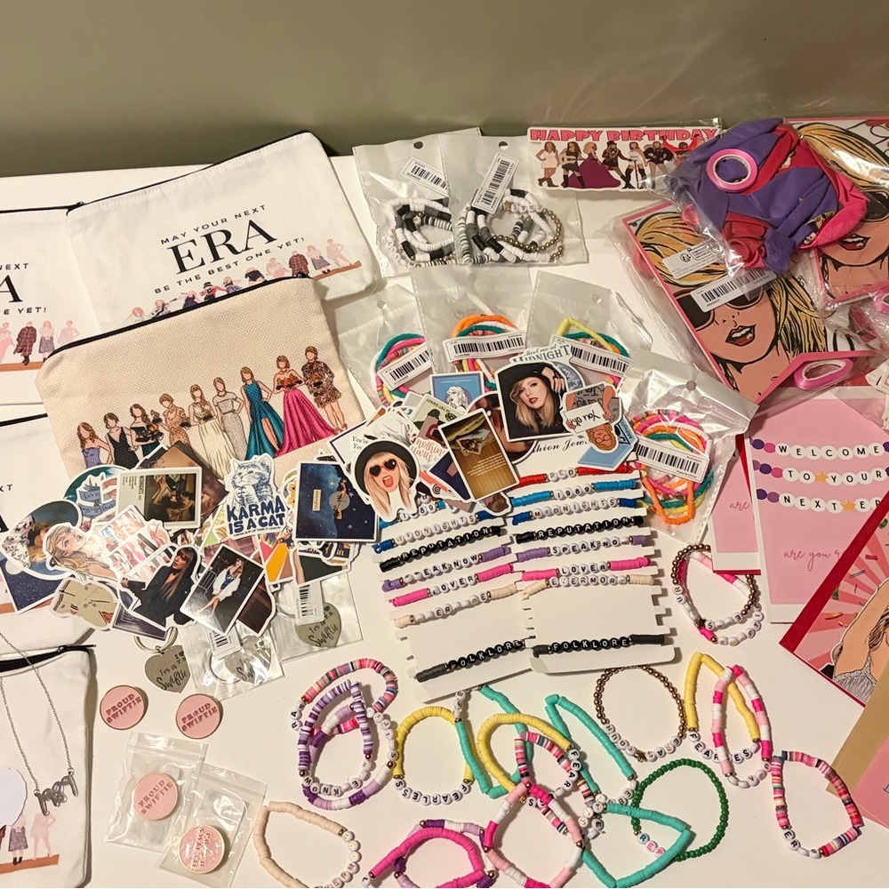 Taylor Swift large lot of Birthday Party supplies  Bracelets and Accessories